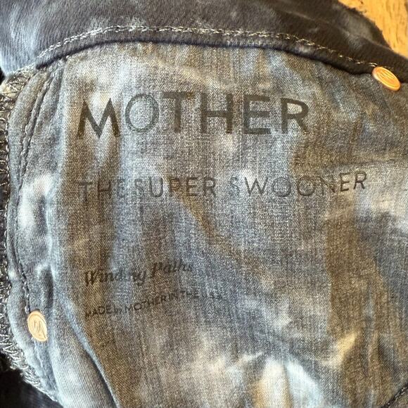 MOTHER The Super Swooner Winding Path Shibori Tie-Dye High-Rise Denim Jean Sz 26 - Picture 8 of 11